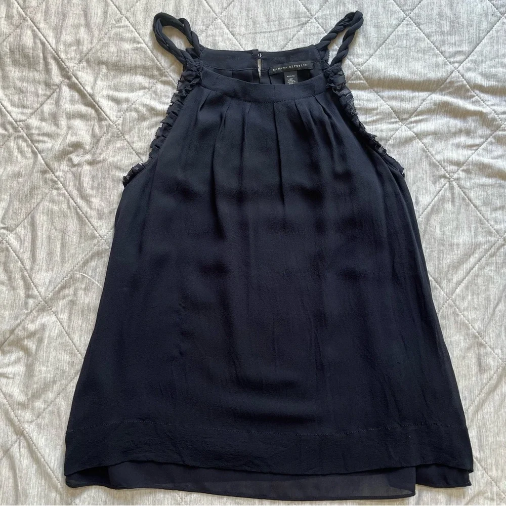 Banana Republic SILK Navy Blue Silk Blouse 4p
